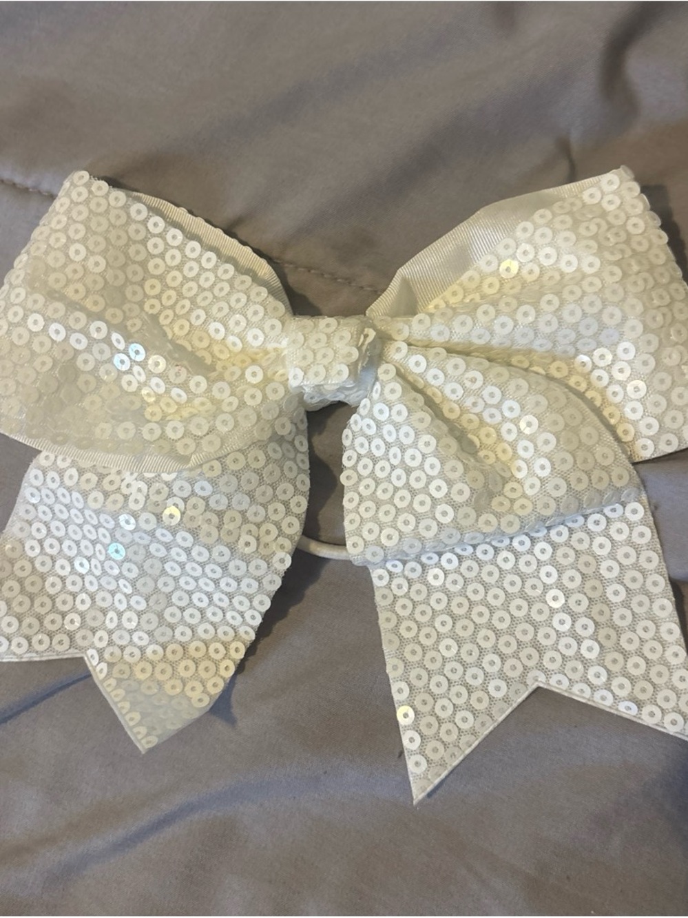 Sparkly White Sequin Bow Hair Clip